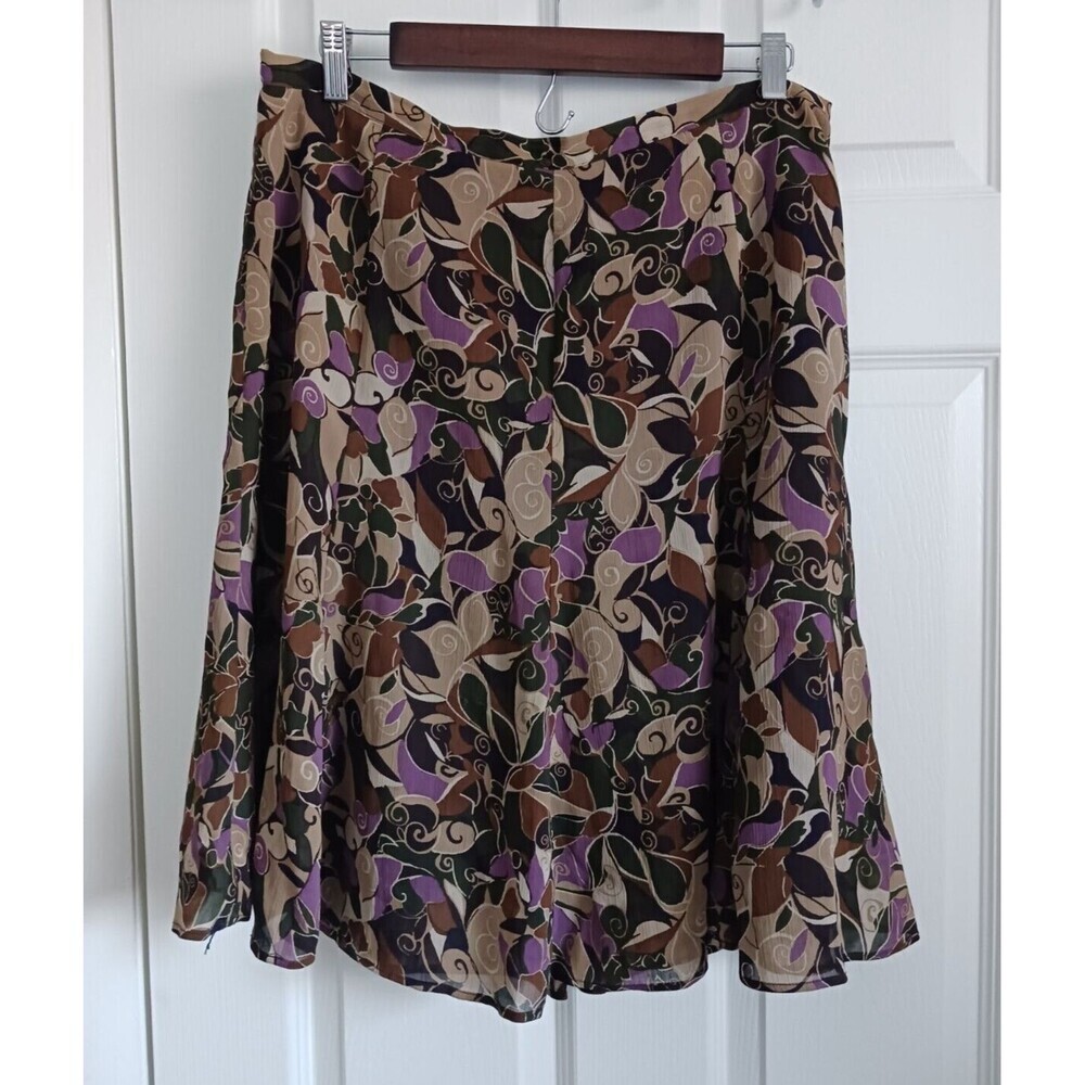 George Floral A Line Skirt Women 12 Multicolor Pull on Elastic Waist
